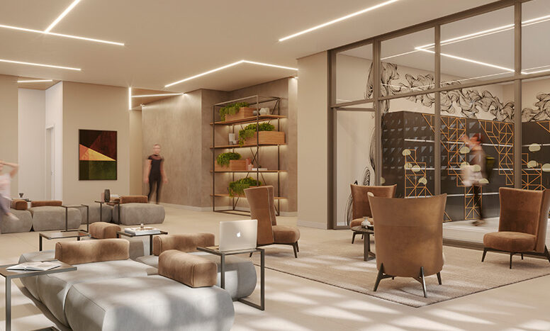 Lobby e Delivery - Perspectiva Ilustrada - Residencial