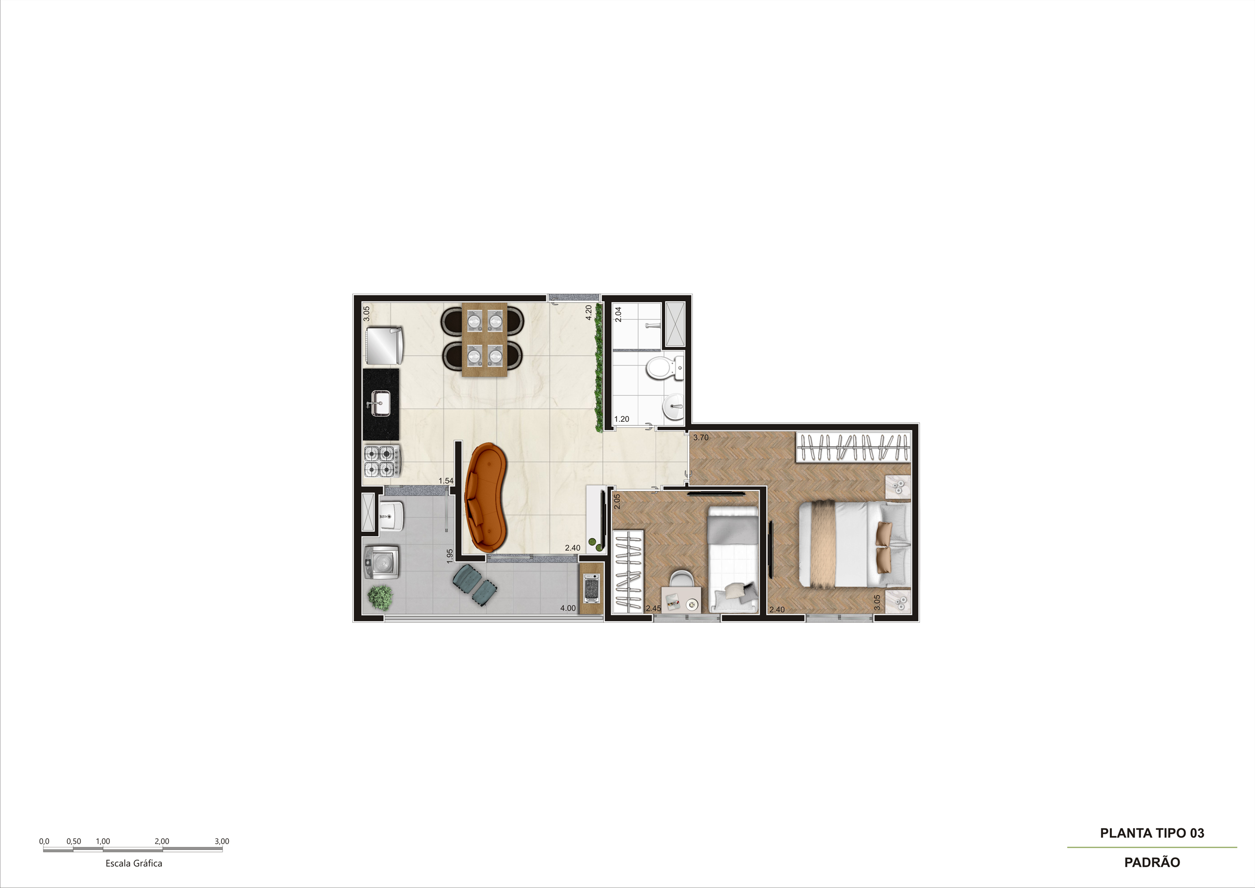 Planta Tipo 03 — 42,15m²