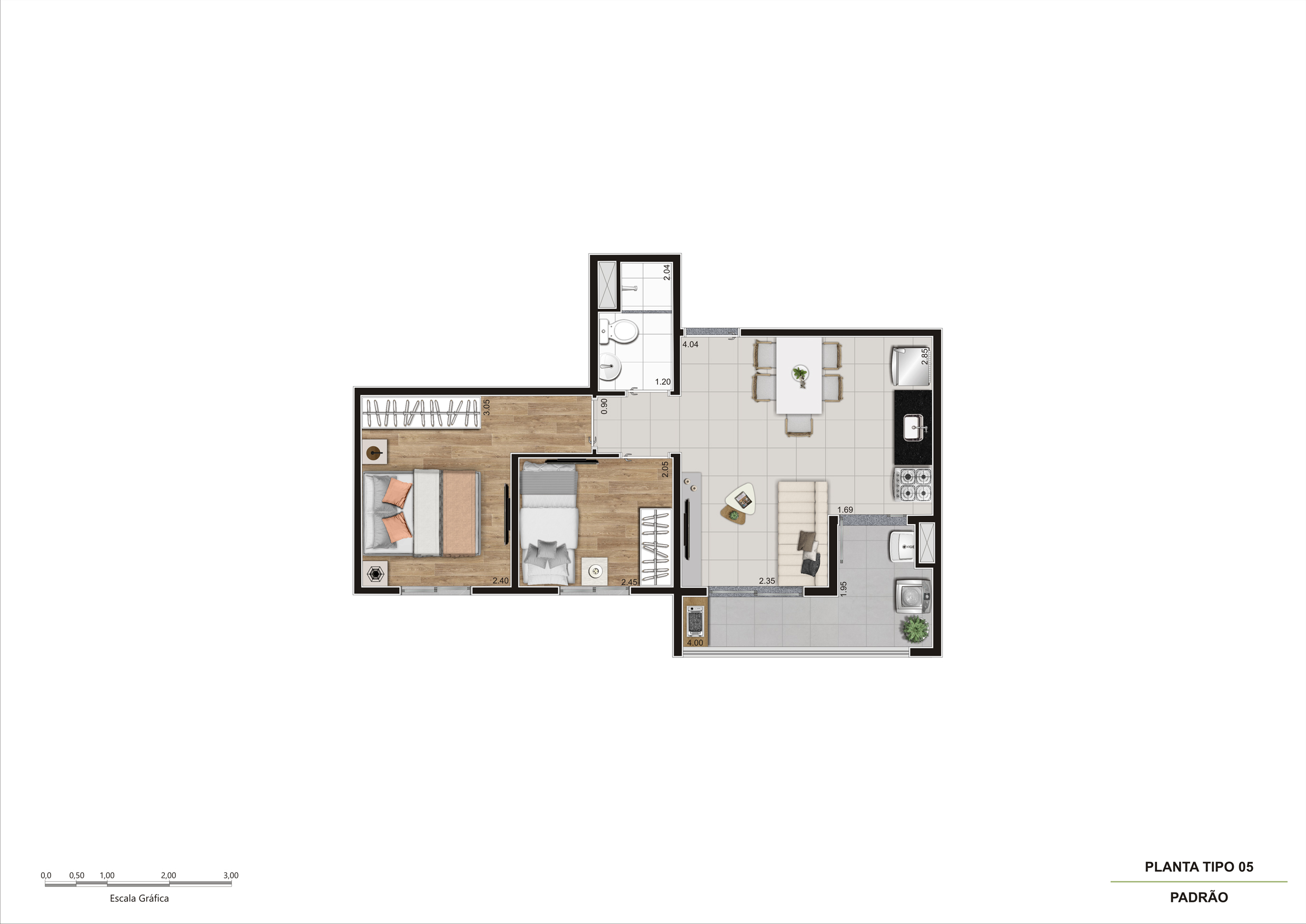 Planta Tipo 05 — 41,38m²