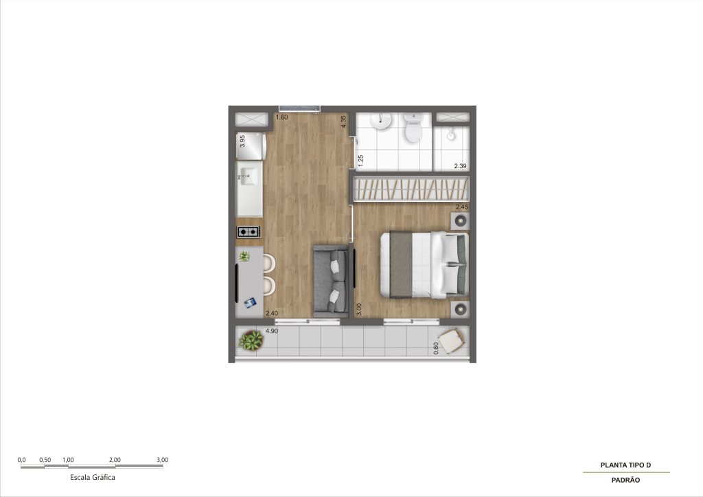 Planta Tipo D – 1 Quarto